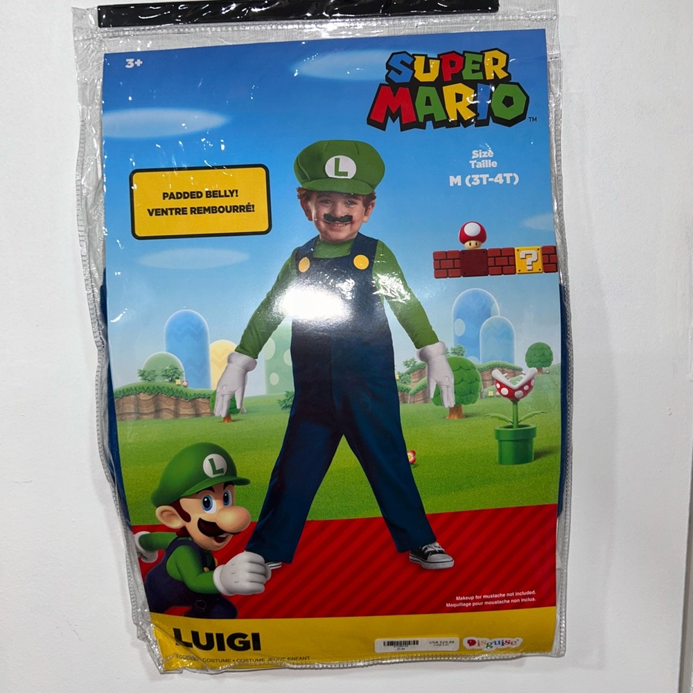 Super Mario Luigi Kids Costume - Green and Blue